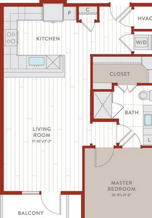 Aura Bluffview Apartments A10 Alt 1 Floor Plan Aura Bluffview Apartments A10 Alt 1 Floor Plan